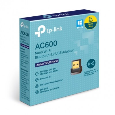 ADAPTADOR WIFI USB BLUETOOTH 4.2 TP-LINK ARCHER T2UB NANO DOBLE BANDA DE ALTA VELOCIDAD